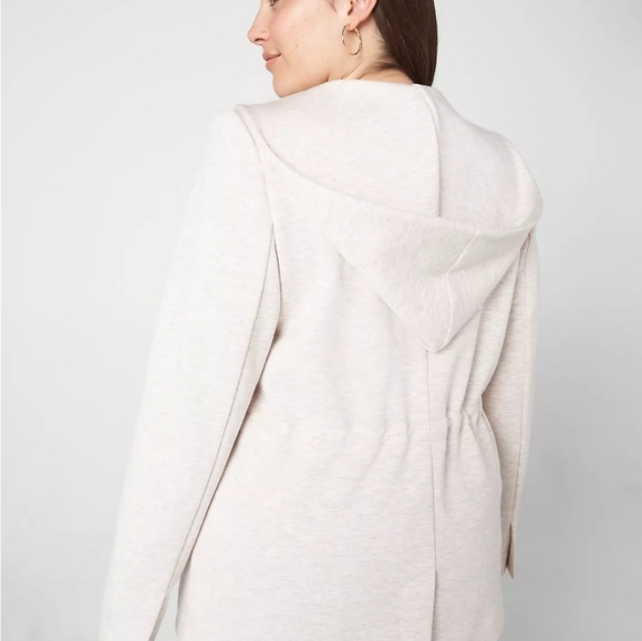 LB Journey Knit Hooded Jacket in Oatmeal 22 Petite NWT - Picture 3 of 5